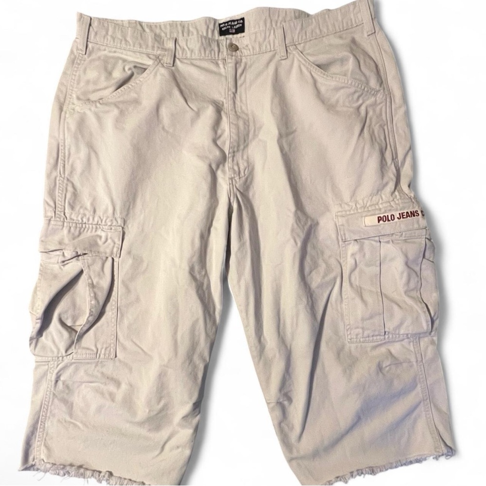 Ralph Lauren Men's Tan Cargo 3/4 Freighter Fray Cut Pants
